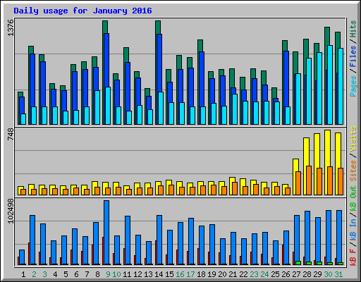 Daily usage for January 2016