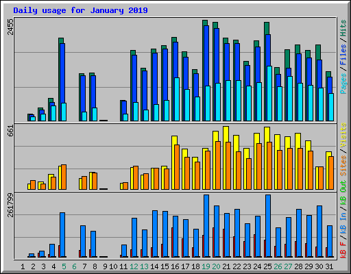 Daily usage for January 2019