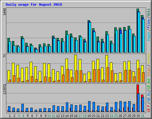 Daily usage for August 2019
