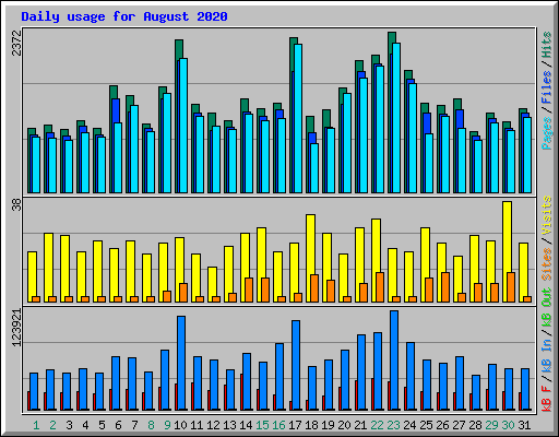 Daily usage for August 2020