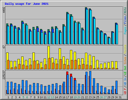Daily usage for June 2021
