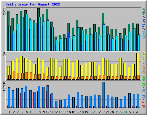 Daily usage for August 2022