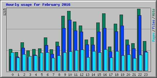 Hourly usage for February 2016