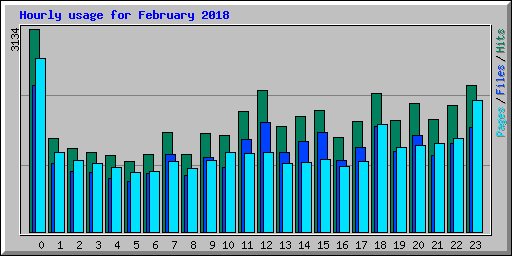 Hourly usage for February 2018