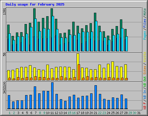Daily usage for February 2025